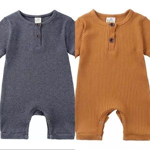 Romper Soild Color Baby Boy Cotton Short Sleeve